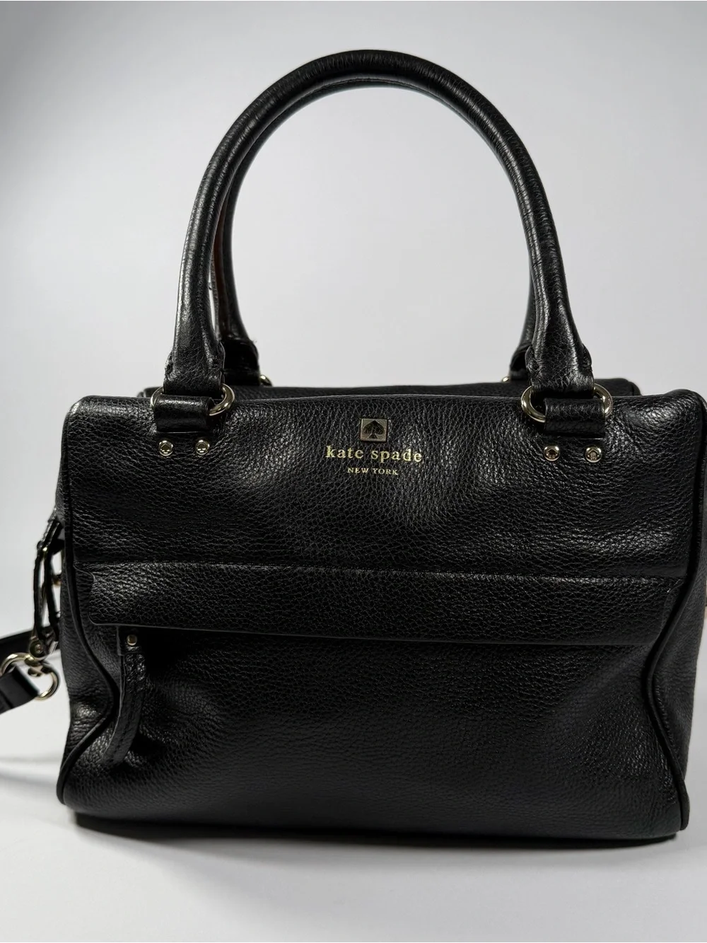 Kate Spade New York Black Pebbled Leather Satchel Crossbody EUC